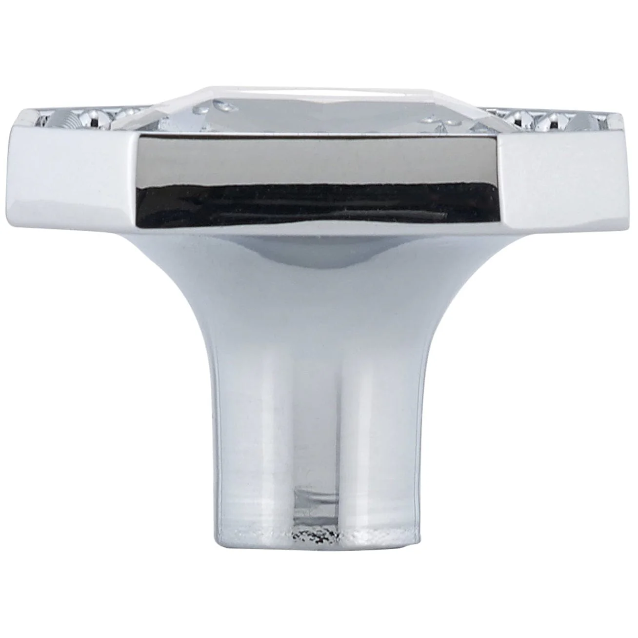Contemporary Knob, 1-1/4" x 1-1/4", Chrome, Crystal - Image 3