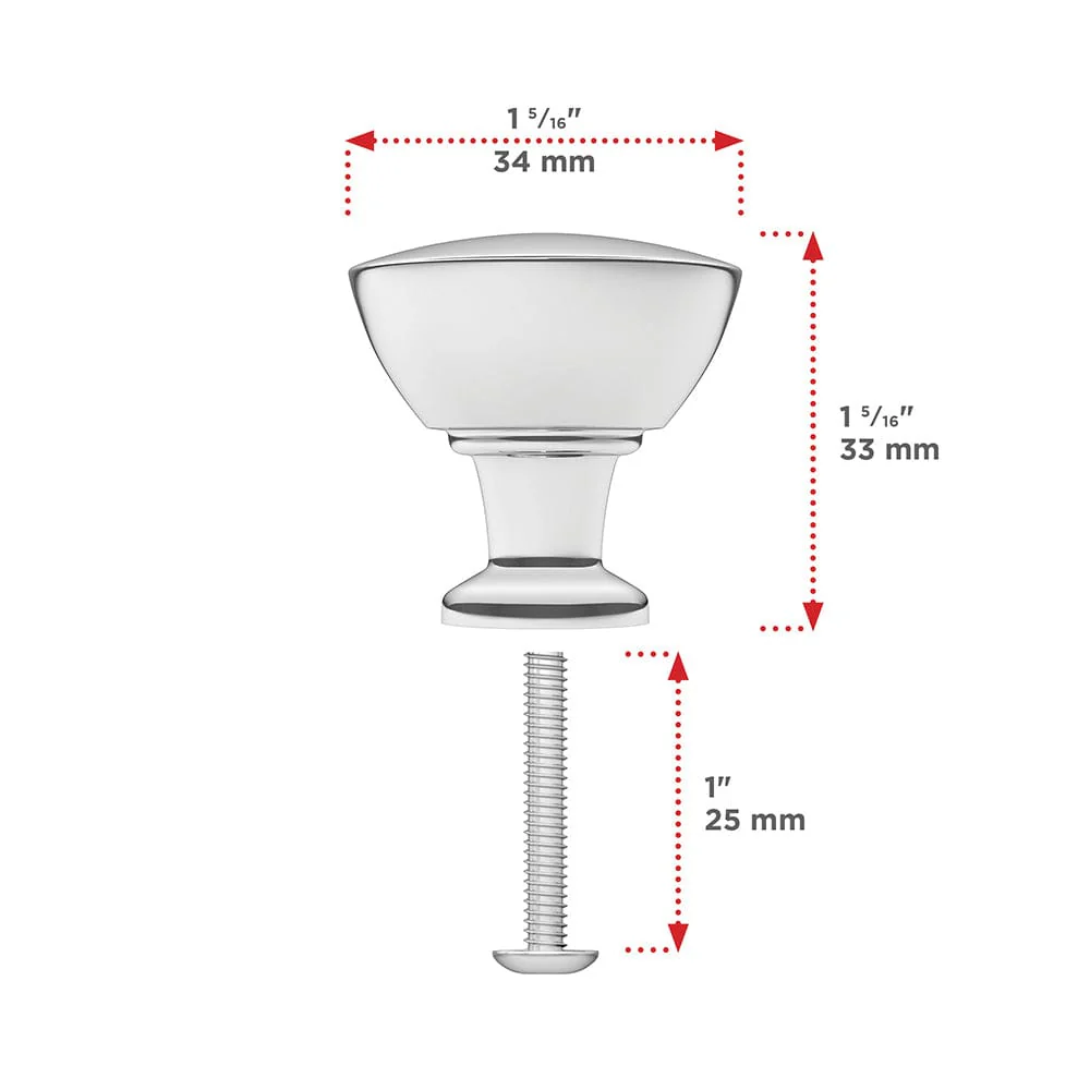 Contemporary Knob, 1-11/32" D, Chrome - Image 2