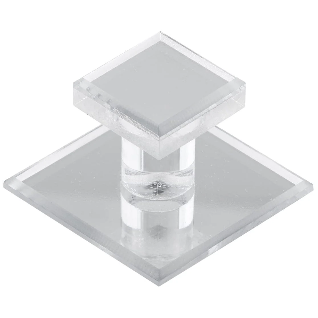 Contemporary Knob, 1-25/32" x 1-25/32", Transparent, Mirror Effect