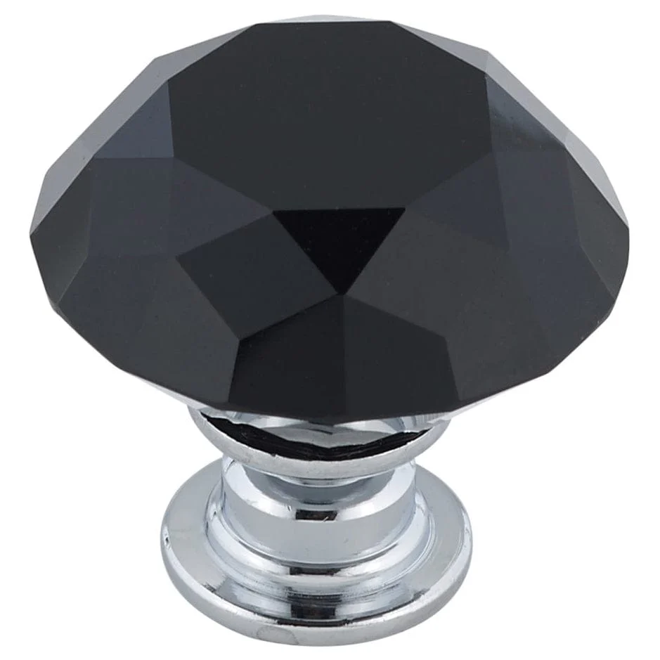 Contemporary Knob, 1-3/16" D, Chrome, Black
