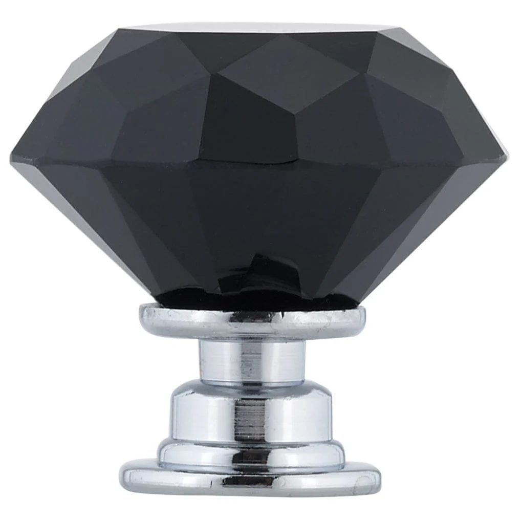 Contemporary Knob, 1-3/16" D, Chrome, Black - Image 3