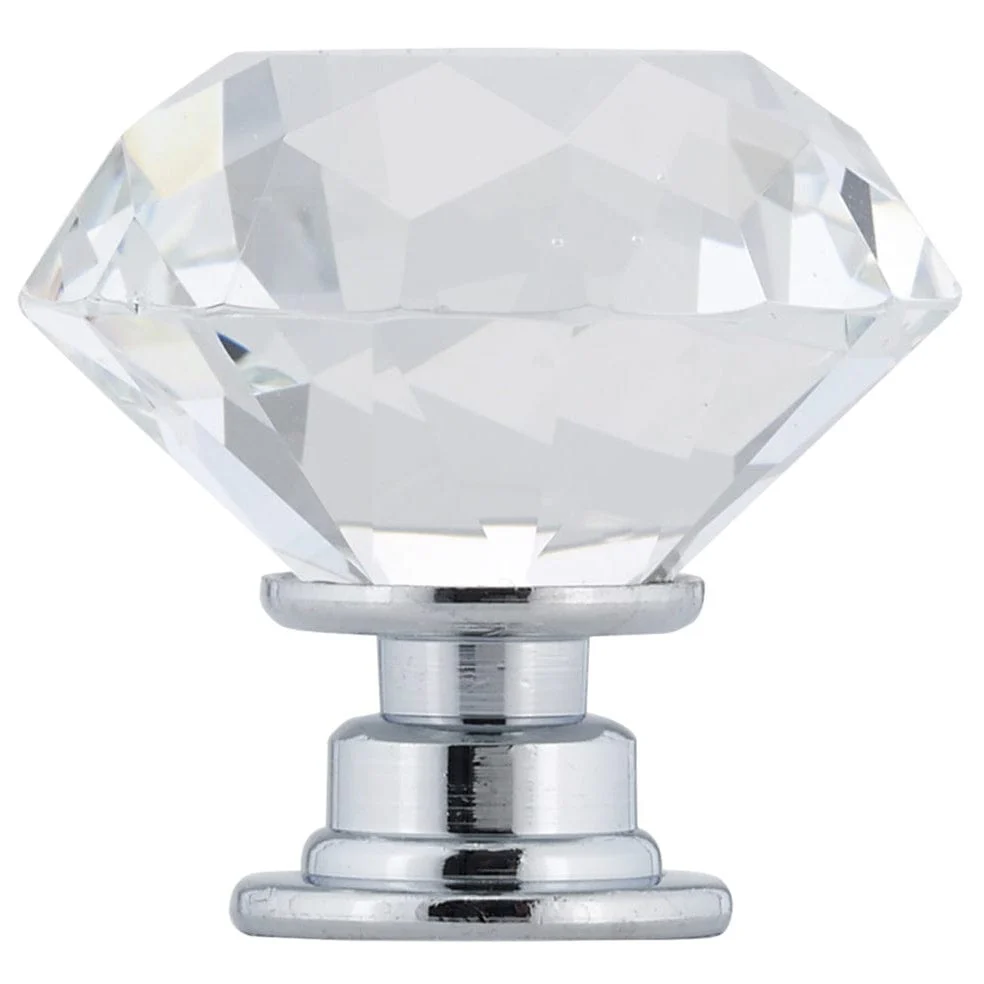 Contemporary Knob, 1-3/16" D, Chrome, Clear - Image 3