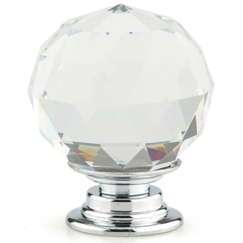 Contemporary Knob, 1-3/16" D, Crystal, Clear, Chrome - Image 3