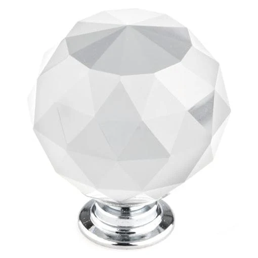 Contemporary Knob, 1-9/16" D, Crystal, Clear, Chrome