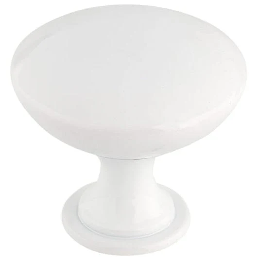 Contemporary Knob, 1-9/16" D, White