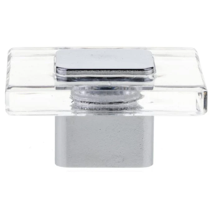 Contemporary Knob, 1-9/16" x 1-9/16", Chrome, Clear - Image 3