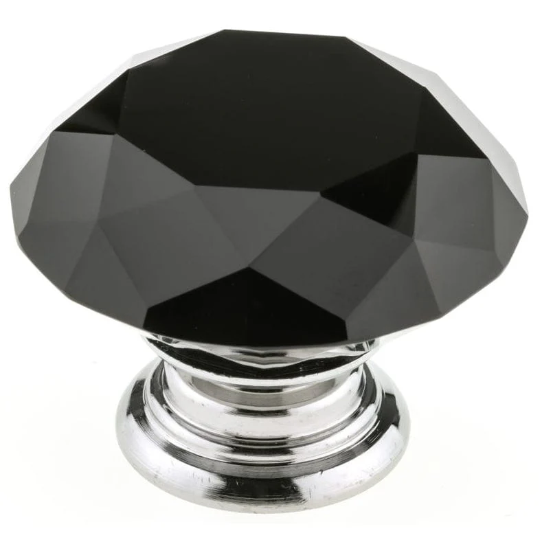 Contemporary Knob, 2" D, Chrome, Black