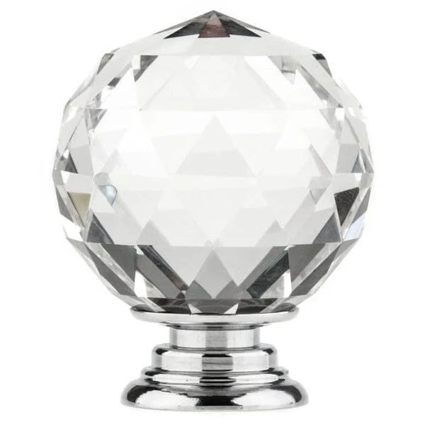 Contemporary Knob, 2" D, Crystal, Clear, Chrome - Image 3