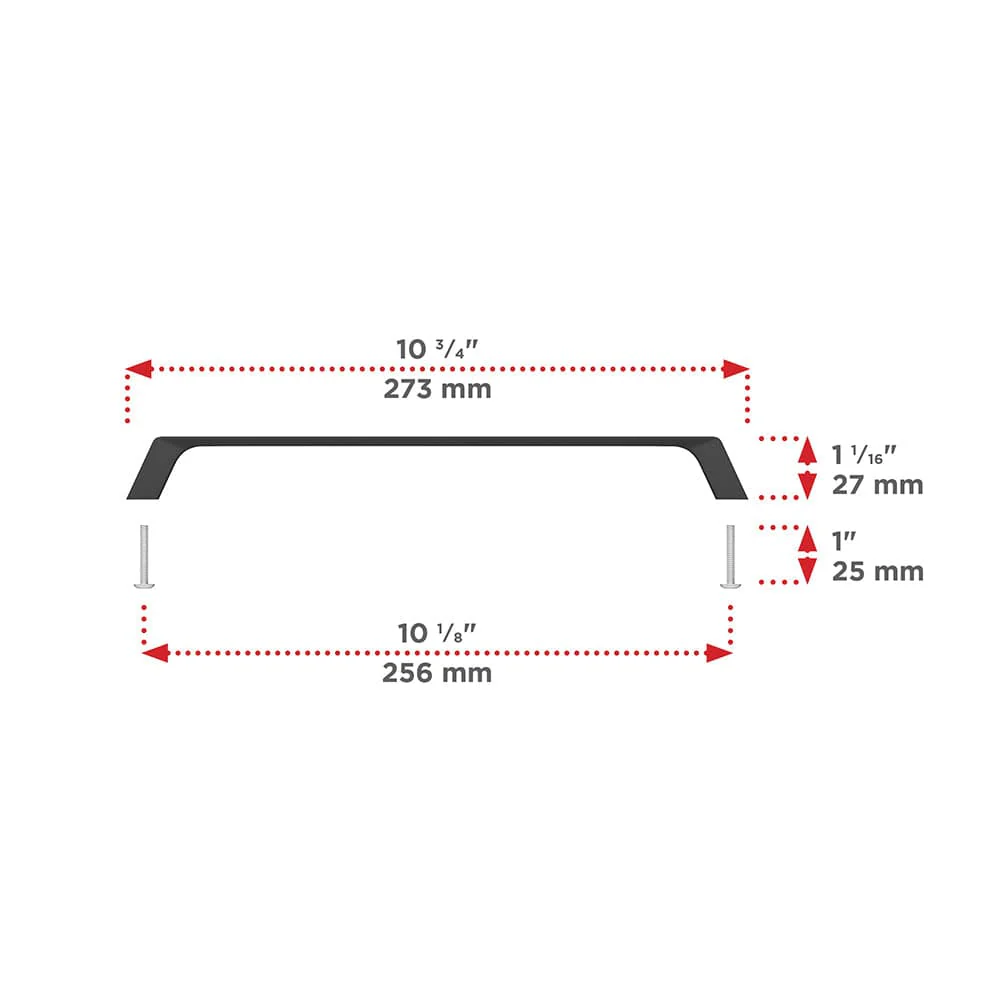 Contemporary Pull - 10-1/8" Center-to-Center - Matte Black - Image 2