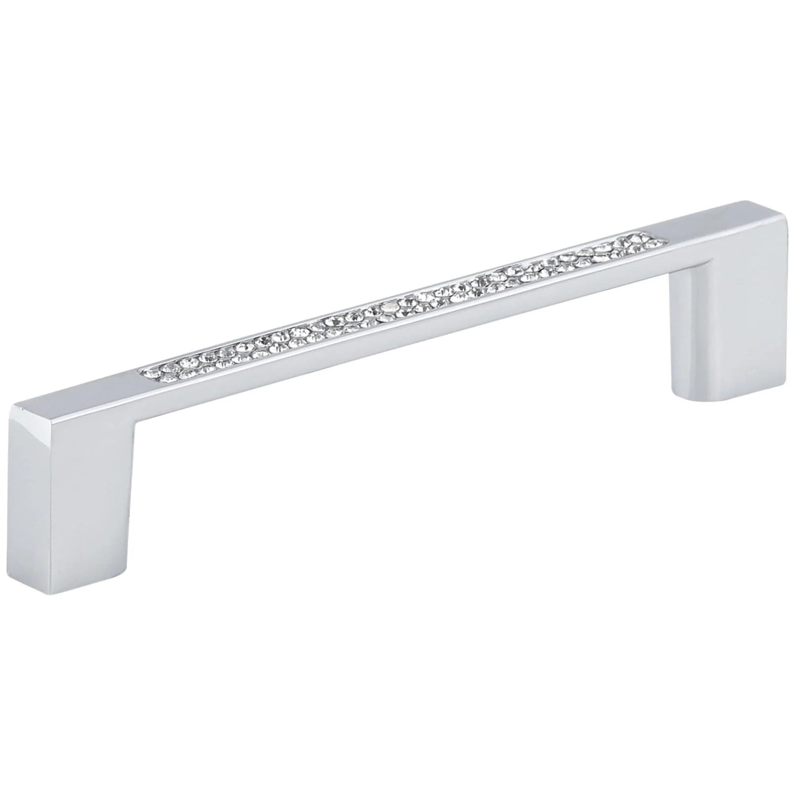 Contemporary Pull, 3-3/4" Center-to-Center, Chrome, Crystal