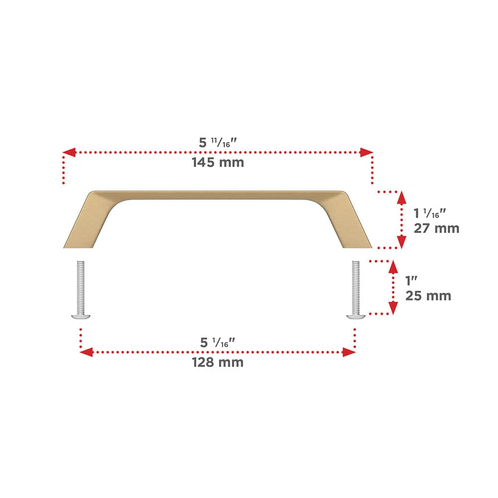 Modern Luxe Contemporary Metal Pull - Champagne Bronze - 5-1/32" Center-to-Center - 5-23/32" L - Image 2