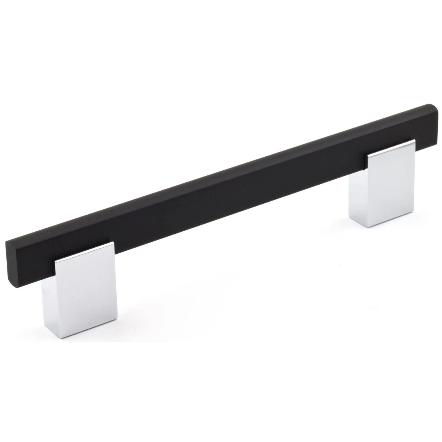 Contemporary Pull, 5-1/16" Center-to-Center, Chrome, Matte Black