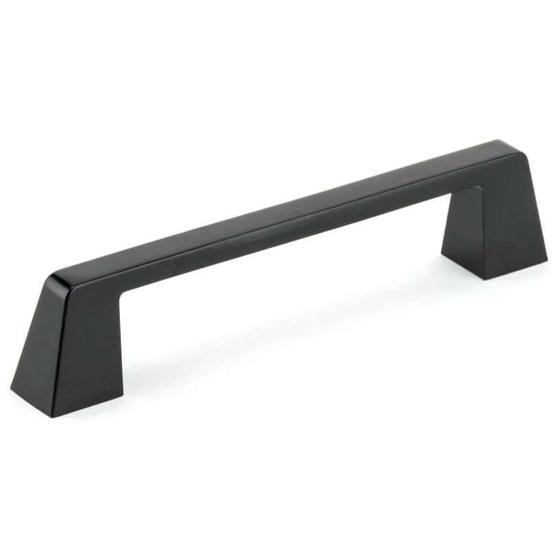 Contemporary Metal Pull with Flared Feet - 5-1/16" Center-to-Center - 6-13/32" OL - Matte Black