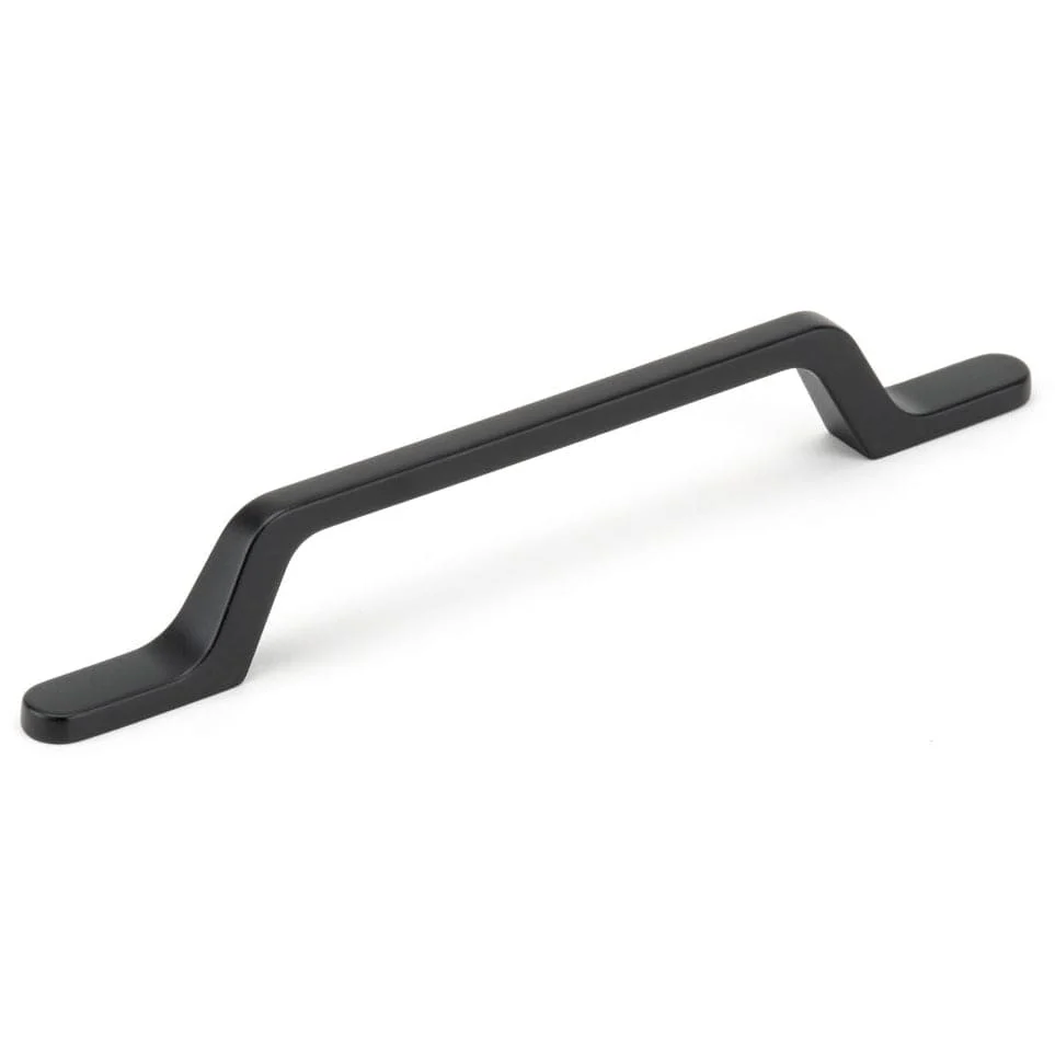 Contemporary Pull with Elongated Bases - 5-1/16" Center-to-Center - 7-5/8" OL - Matte Black