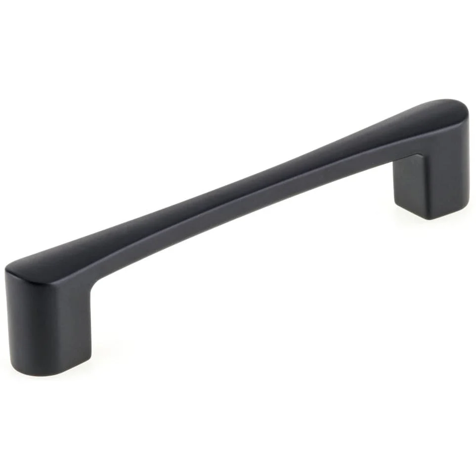 Contemporary Arched Pull with Rounded Flared Ends - 5-1/16" Center-to-Center - Matte Black 5-21/32" OL