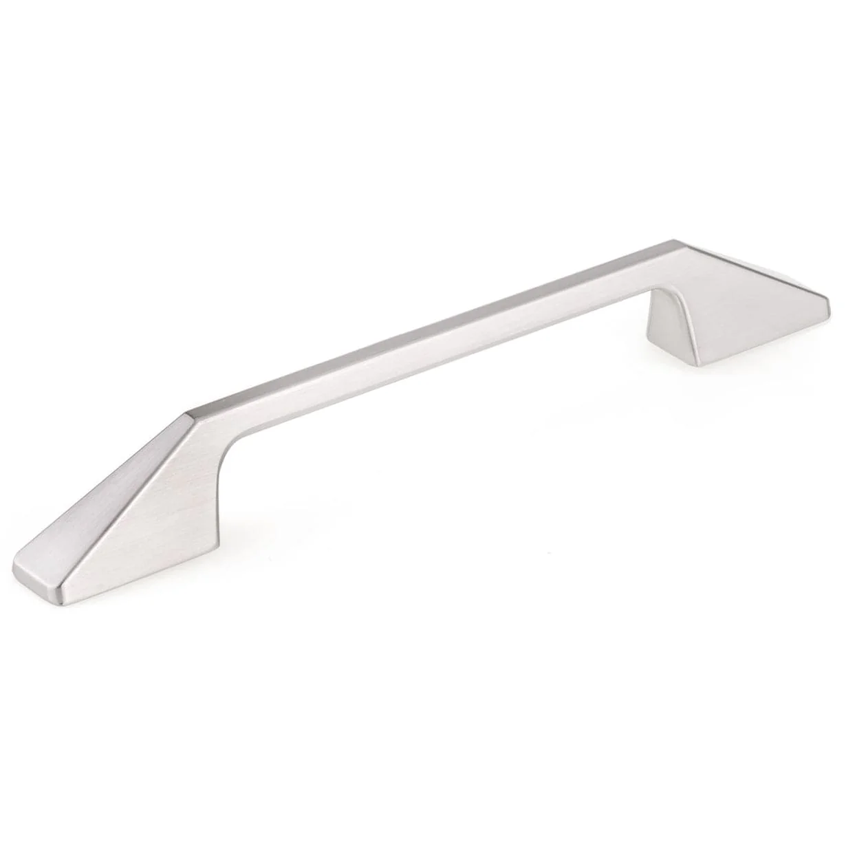 Contemporary Pull with Flared Geometric Posts - 6-5/16" Center-to-Center - 8-9/32" OL - Brushed Nickel