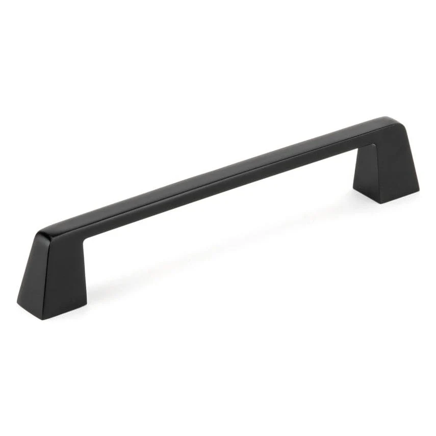 Contemporary Metal Pull with Flared Feet - 6-5/16" Center-to-Center - 7-11/16" OL - Matte Black