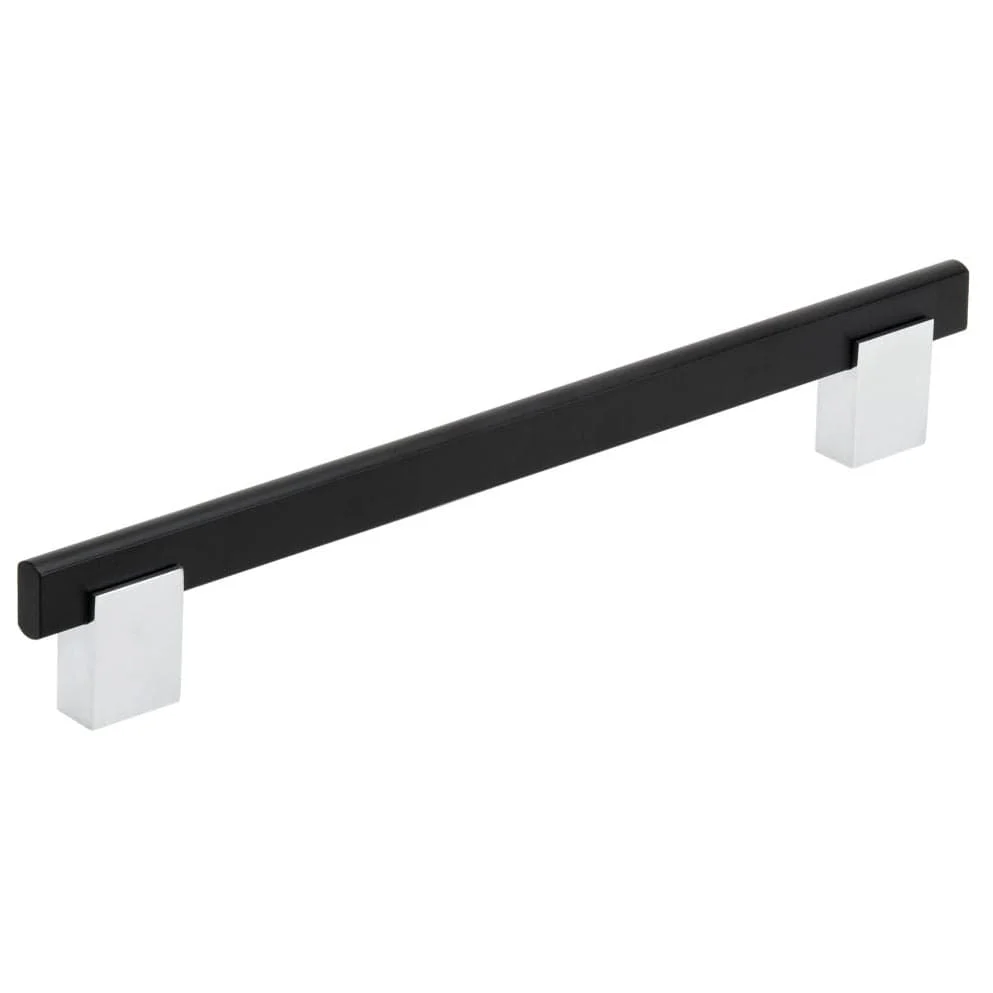 Contemporary Pull, 7-9/16" Center-to-Center, Chrome, Matte Black