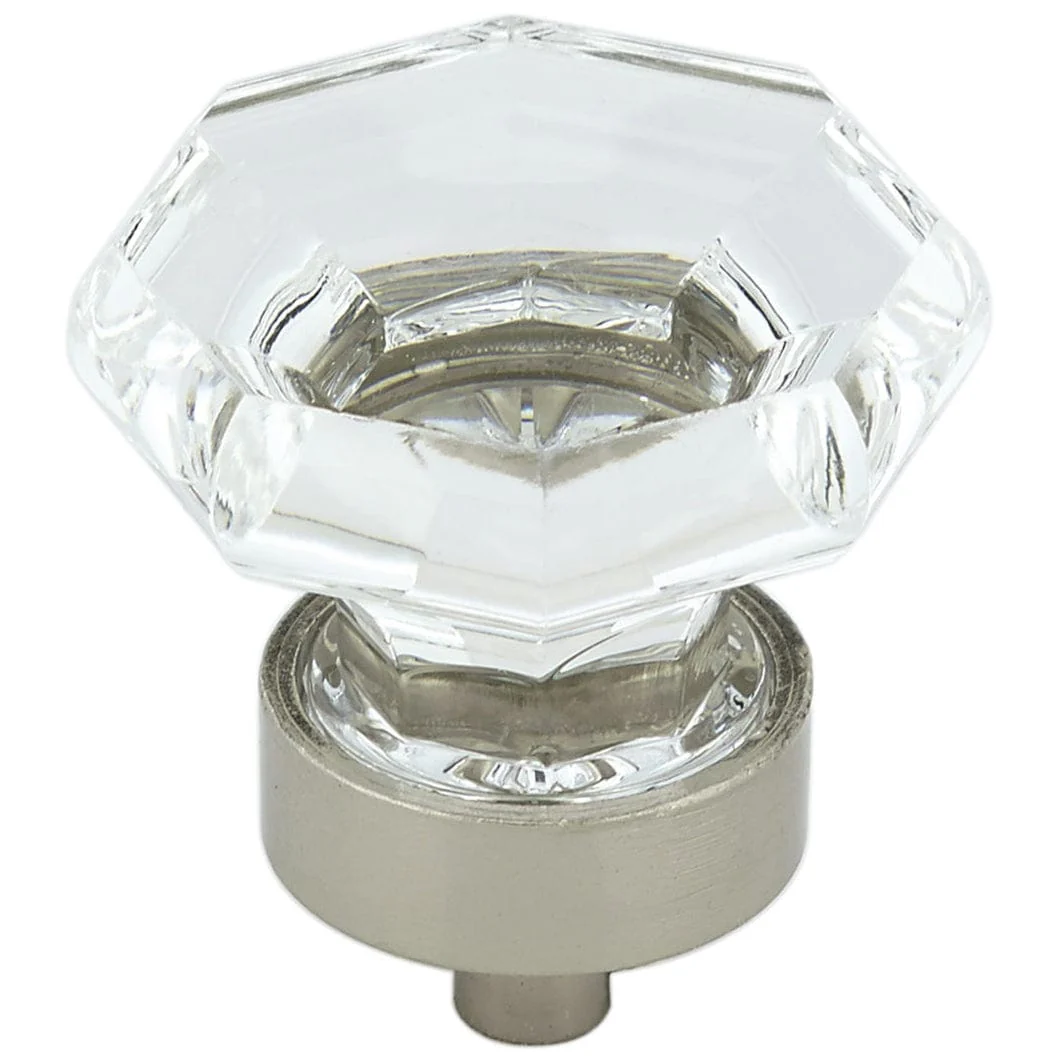Eclectic Knob, 1-3/8" D, Brushed Nickel, Clear