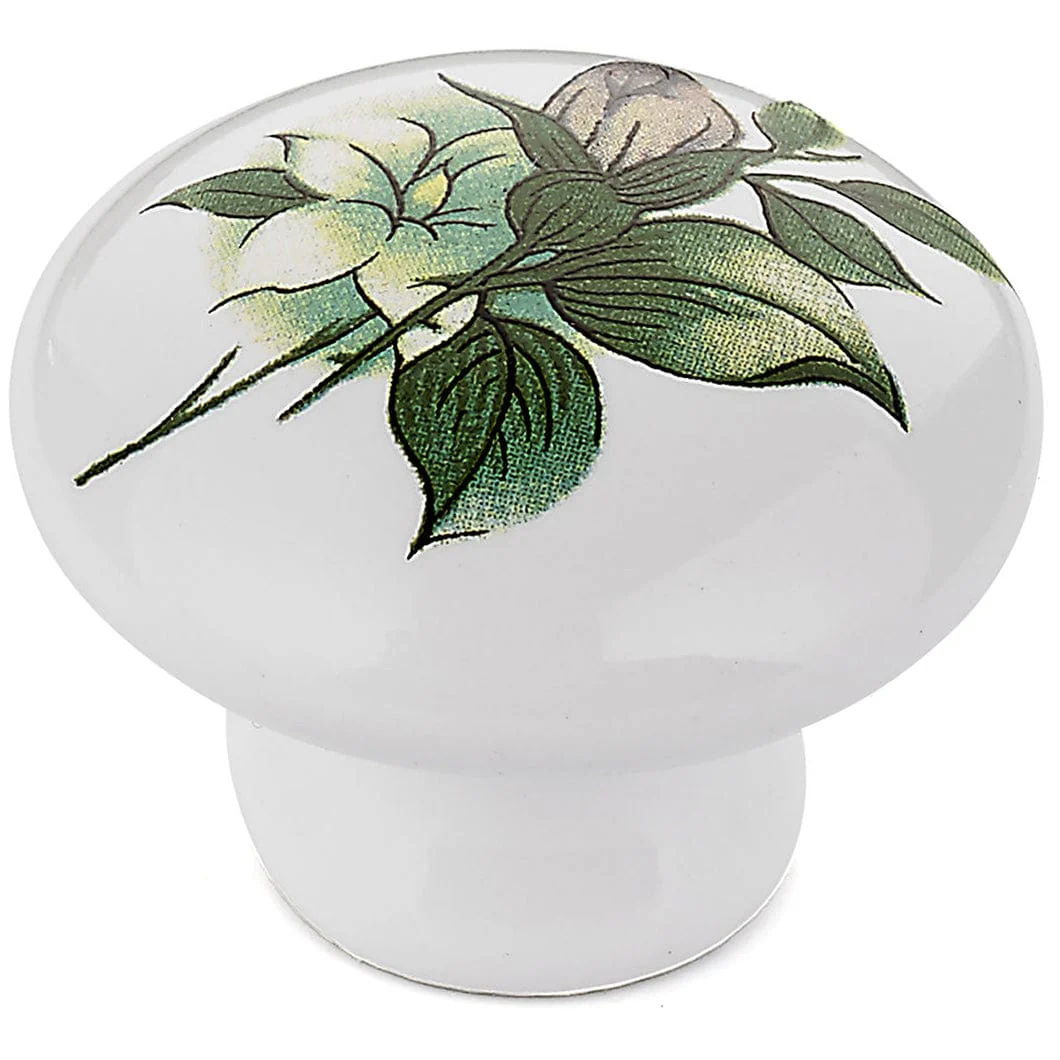 Eclectic Knob, 1-3/8" D, Green Flower