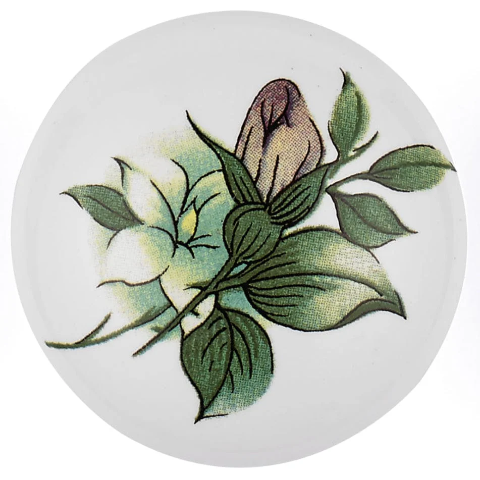 Eclectic Knob, 1-3/8" D, Green Flower - Image 2