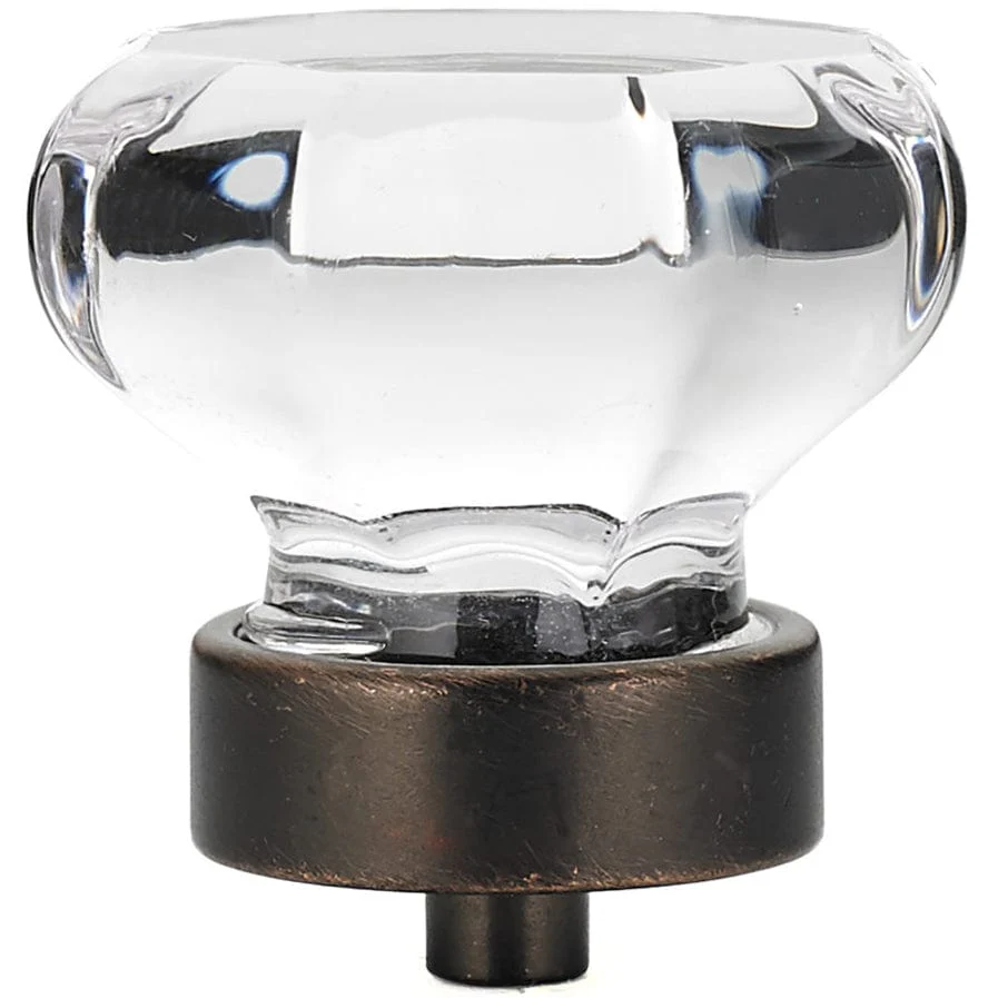 Eclectic Knob - 1-5/16" D - Clear Glass - Brushed Oil-Rubbed Bronze - Image 3