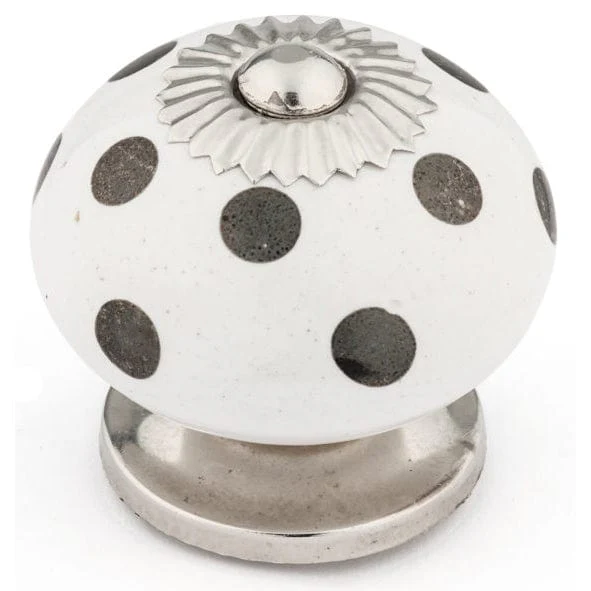 Eclectic Knob, 1-9/16" D, Chrome, White