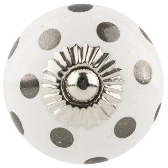 Eclectic Knob, 1-9/16" D, Chrome, White - Image 2