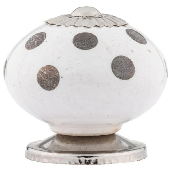 Eclectic Knob, 1-9/16" D, Chrome, White - Image 3