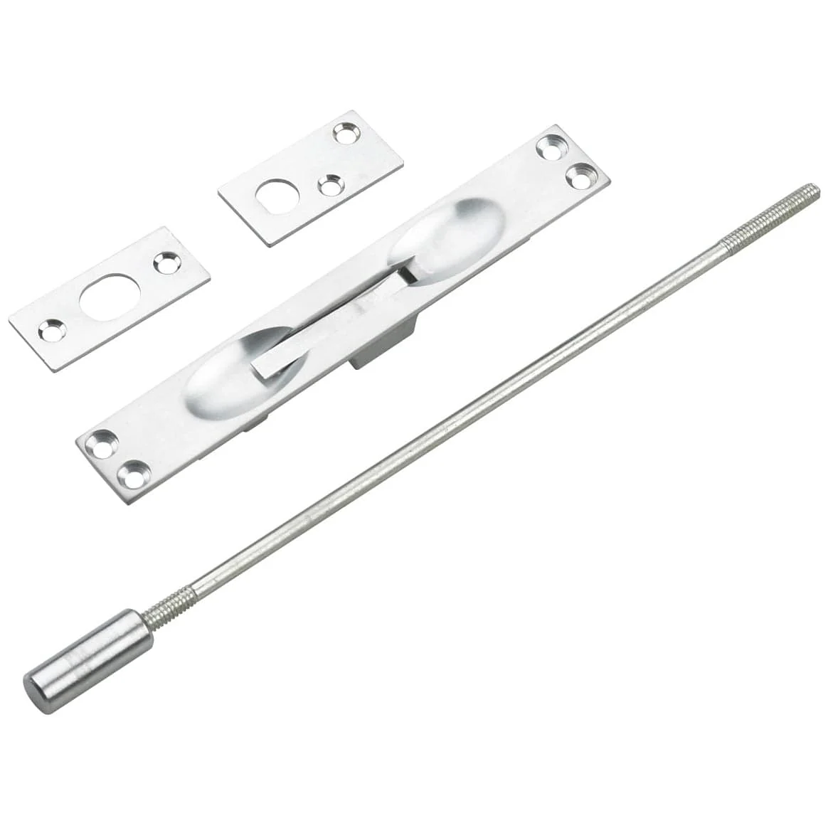 Flush Bolt for Metal Doors with 12" Extension Brushed Chrome