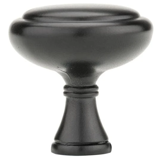 Traditional Mushroom Shape Knob with Rim- 1-1/4" Diameter - Matte Black - Image 3