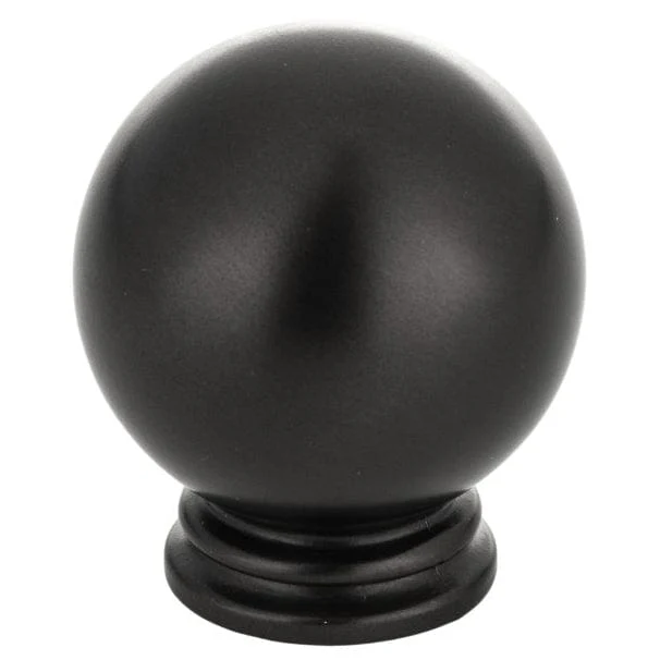 Oversized Bead Shape Traditional Round Knob - 1-3/16" Diameter - Matte Black