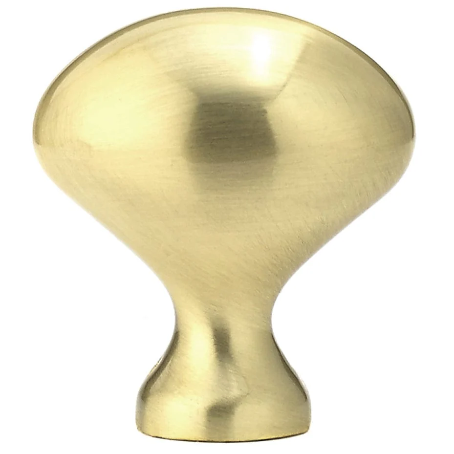 Traditional Oval Knob - 1-3/16" x 25/32" - Satin Brass - Image 3