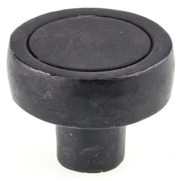 Textured Traditional Round Knob with Ridge - 1-3/4" Diameter - Dark Bronze