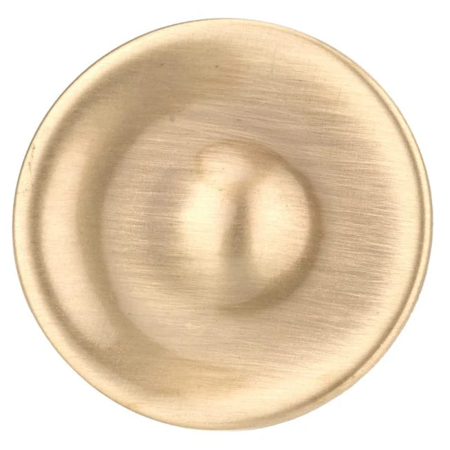 Traditional Metal Round Knob with Concave Surface - 1-3/8" Diameter, Satin Brass - Image 2