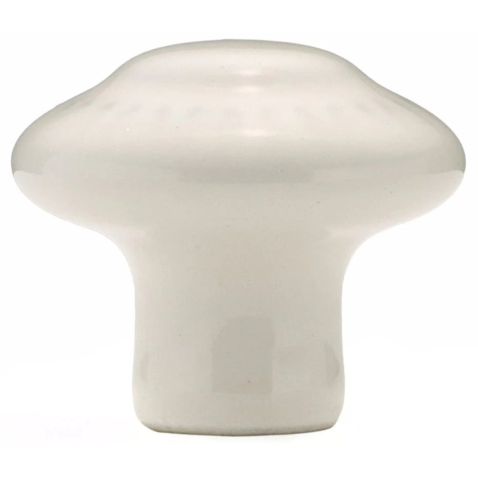 Traditional Ceramic Round Knob - 1-3/8" Diameter - White - Image 3
