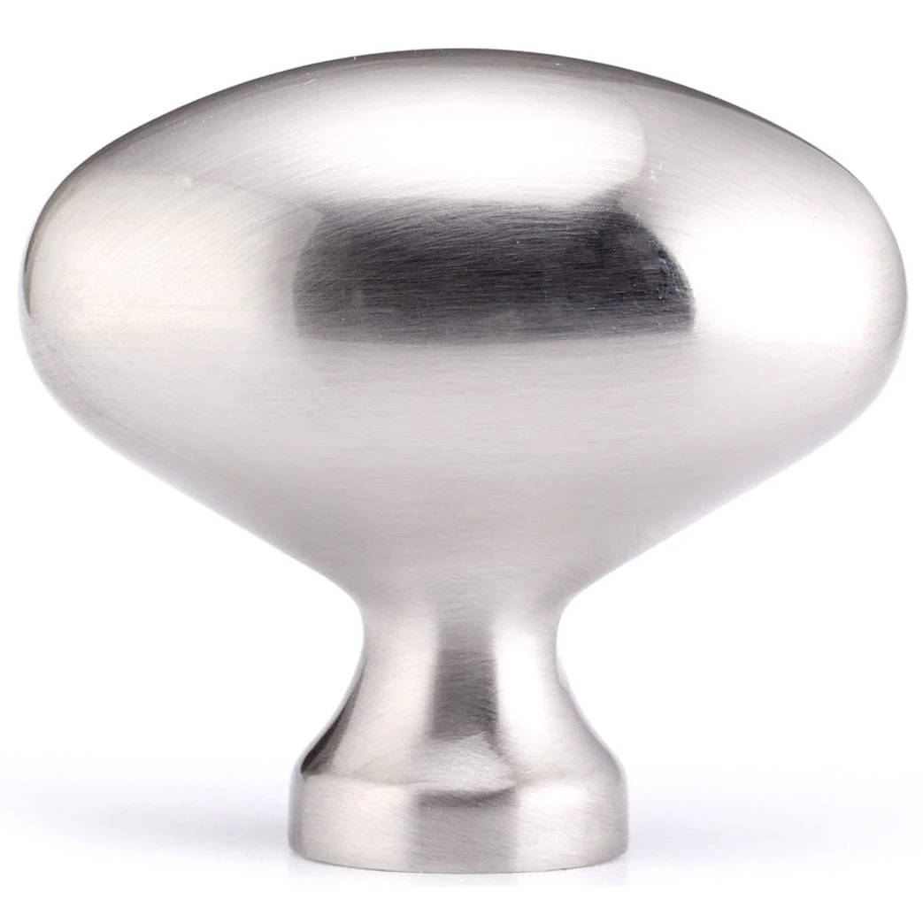 Traditional Oval Knob - 1-31/32" x 1-3/32" - Brushed Nickel - Image 3