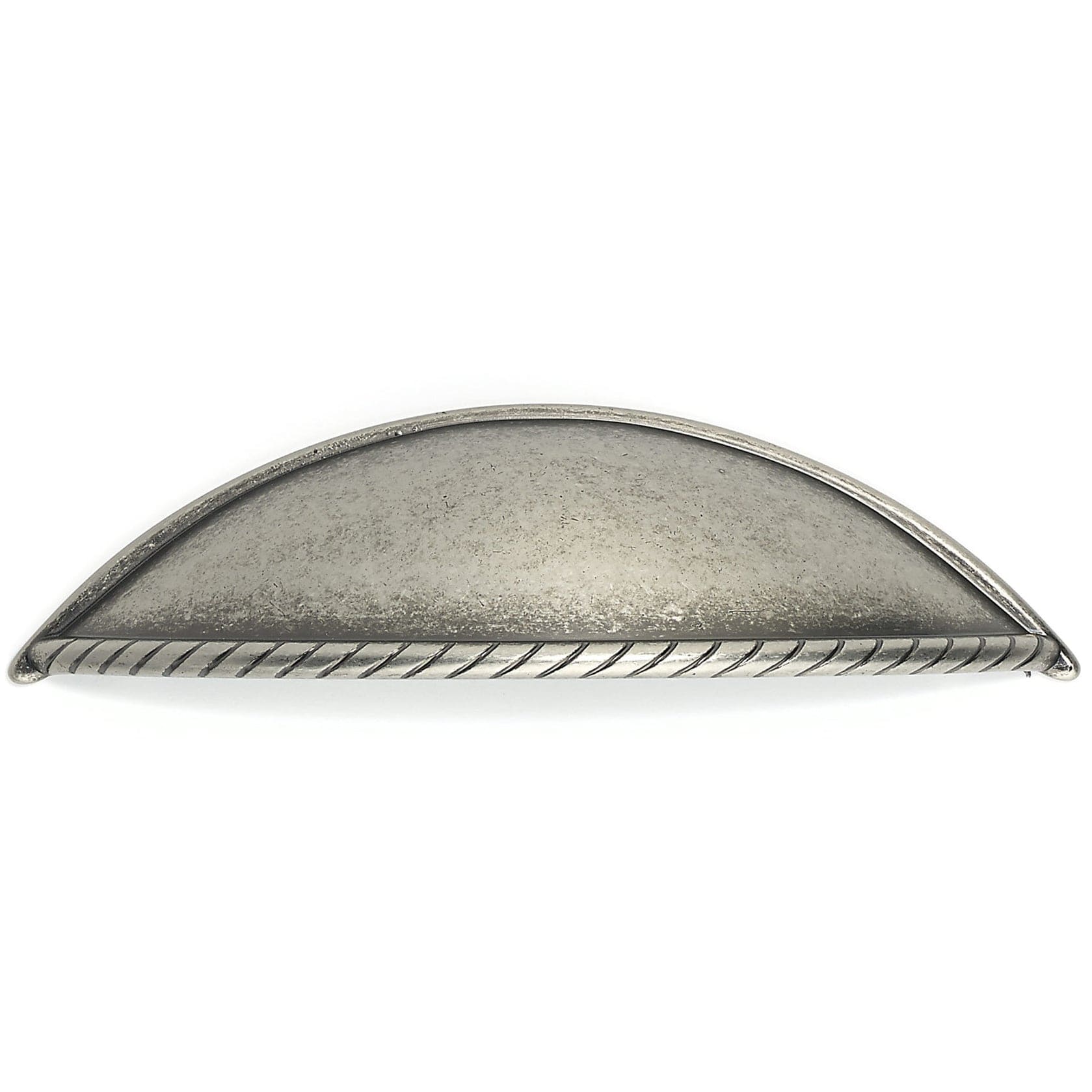 Traditional Cup Pull with Braided Rope Detail - 3-3/4" Center-to-Center - 5" OL - Pewter - Image 2