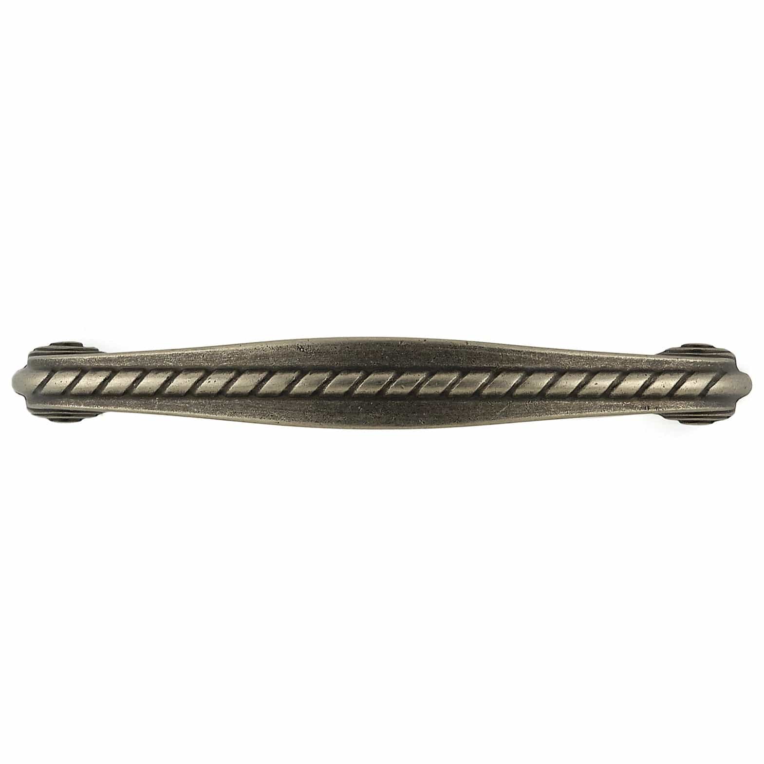 Traditional Pull with Decorative Rope Twists - 3-3/4" Center-to-Center - 4-17/32" OL - Pewter - Image 2
