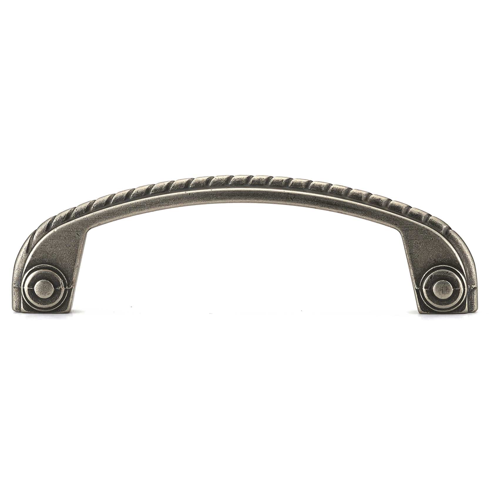 Traditional Pull with Decorative Rope Twists - 3-3/4" Center-to-Center - 4-17/32" OL - Pewter - Image 3