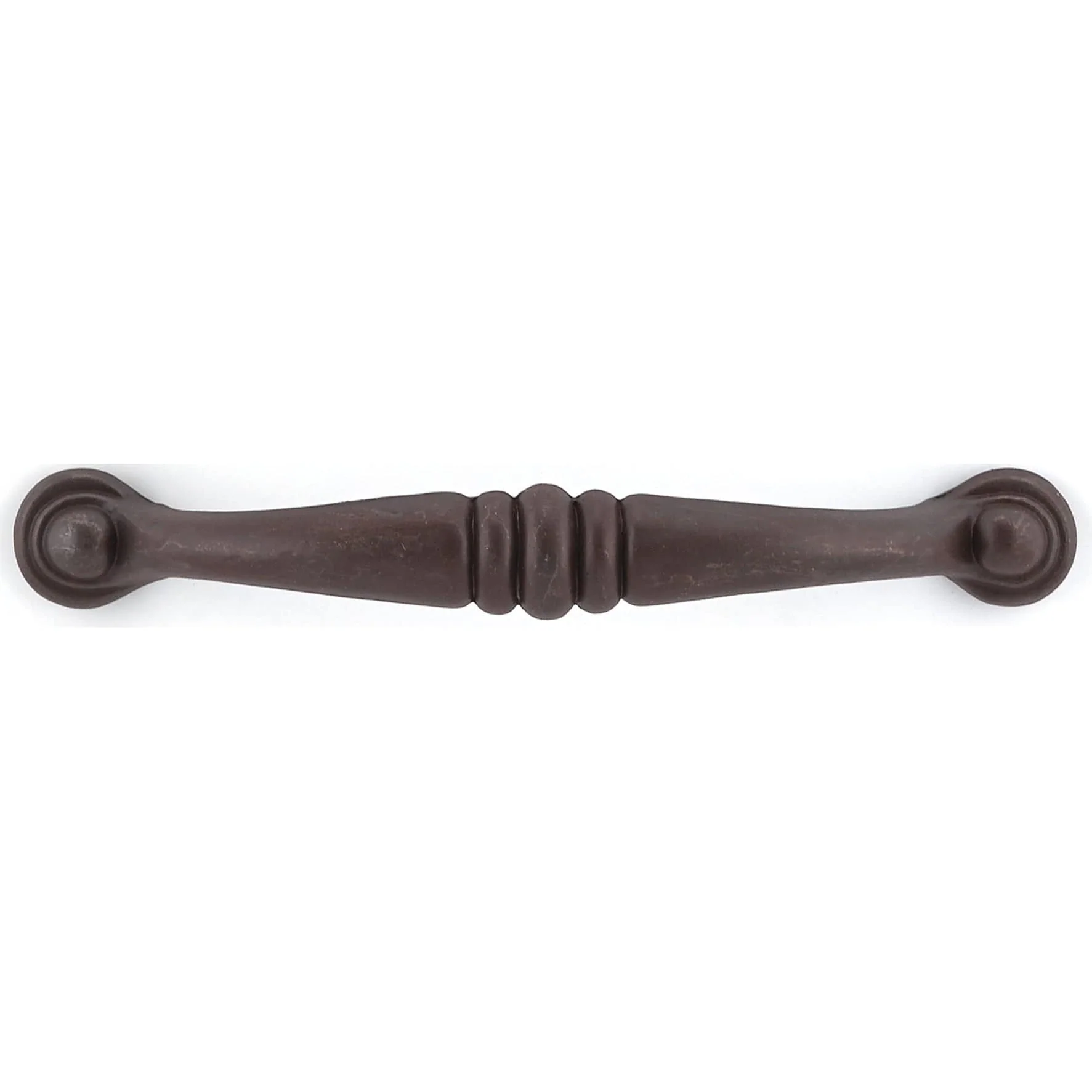 Rustic Traditional Pull with Center Detail - 3-3/4" Center-to-Center - 4-9/32" OL - Rust - Image 2