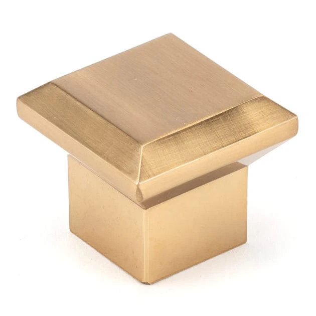 Transitional Square Knob - 1-11/32" x 1-11/32" - Aurum Brushed Gold