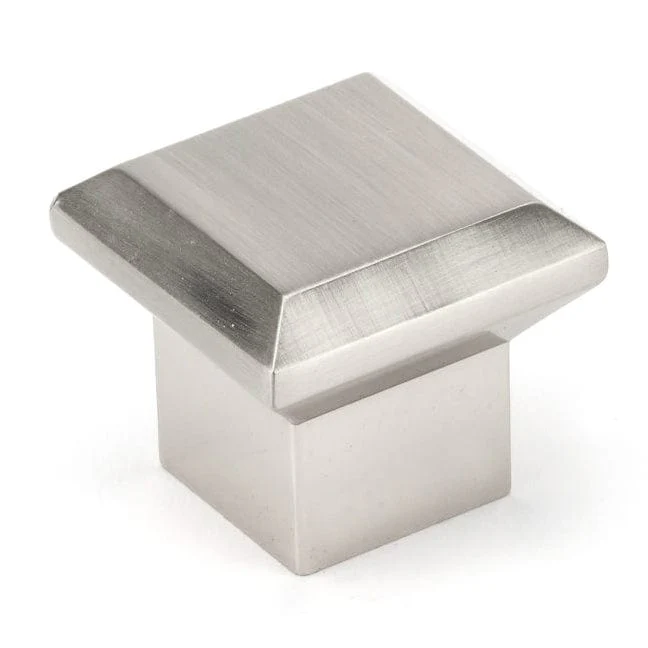 Transitional Knob Square - 1-11/32" x 1-11/32" - Brushed Nickel