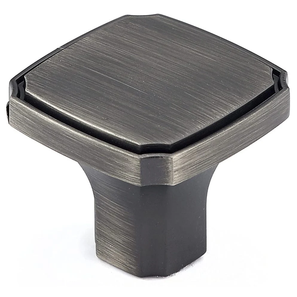 Transitional Knob, 1-3/8" x 1-3/8", Antique Nickel