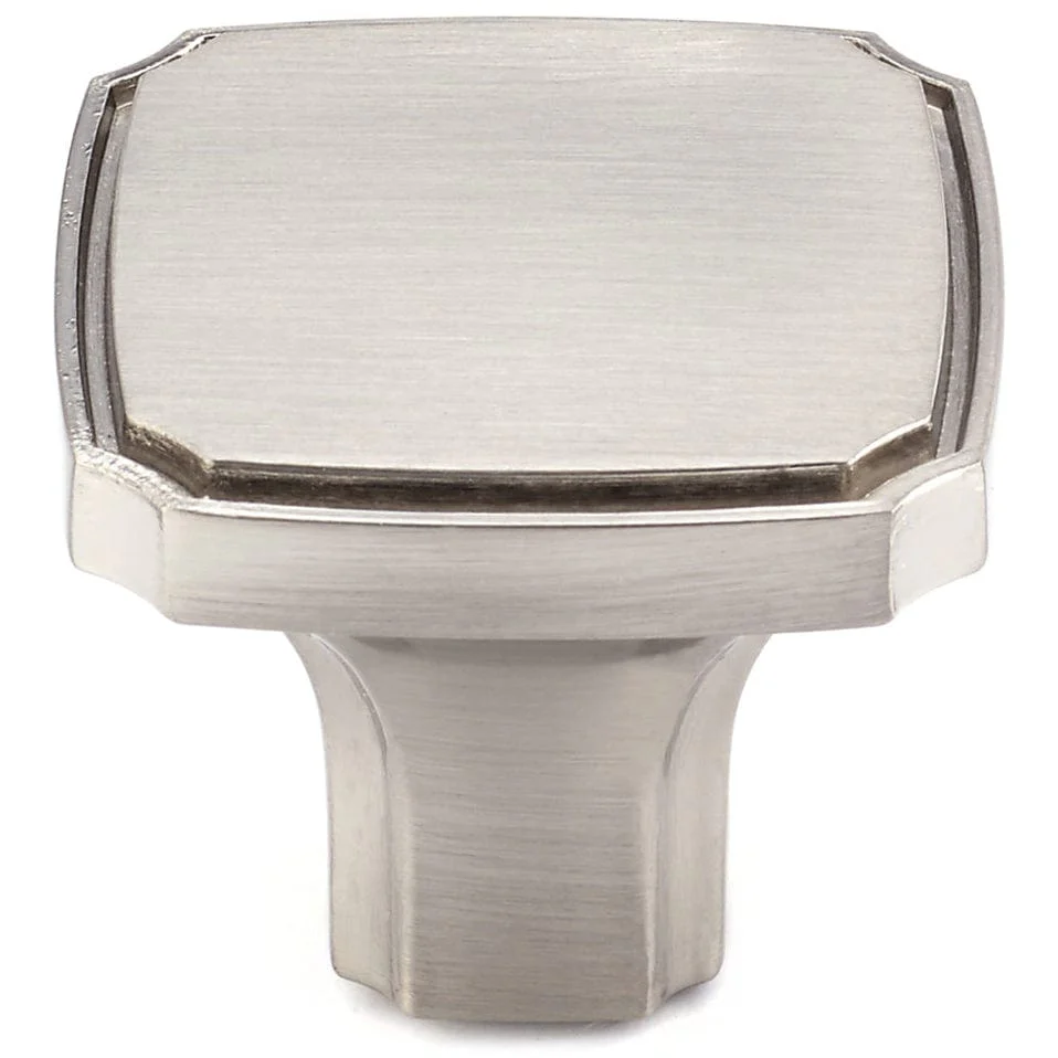 Transitional Knob, 1-3/8" x 1-3/8", Brushed Nickel