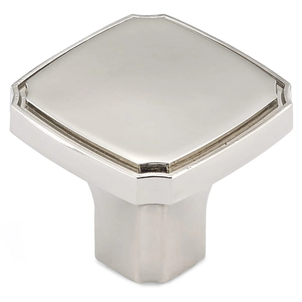 Transitional Knob, 1-3/8" x 1-3/8", Polished Nickel