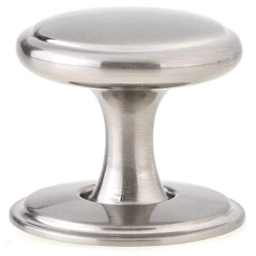 Round Tapered Base Transitional Knob with Removable Backplate - 1-9/16" Diameter - Brushed Nickel - Image 3