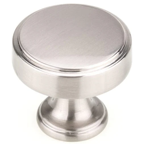 Transitional Step Faced Round Knob with Flared Stepped Base - 1-9/16" Diameter - Brushed Nickel