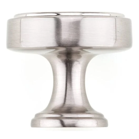 Transitional Step Faced Round Knob with Flared Stepped Base - 1-9/16" Diameter - Brushed Nickel - Image 3