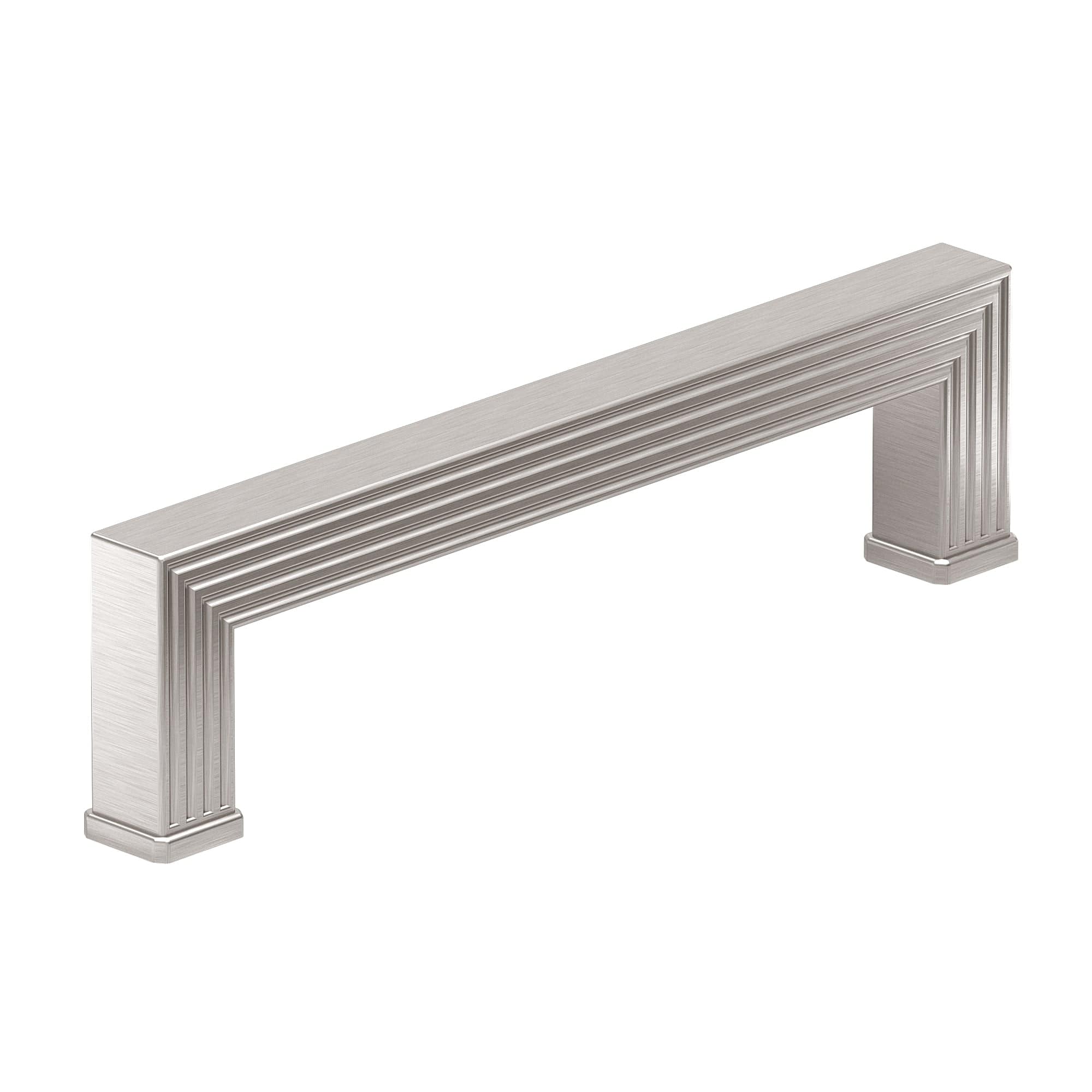 Transitional Textured Smooth-Faced Pull - 5-1/32" Center-to-Center - 5-19/32" OL - Brushed Nickel